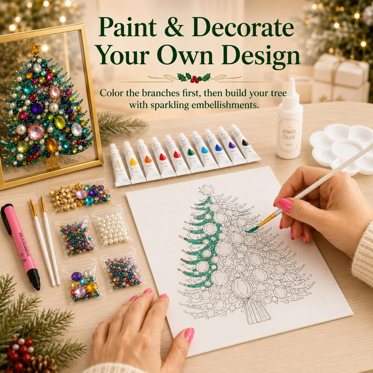 DIY Jeweled Christmas Art Frame Kit – 8 Designs – product image 7