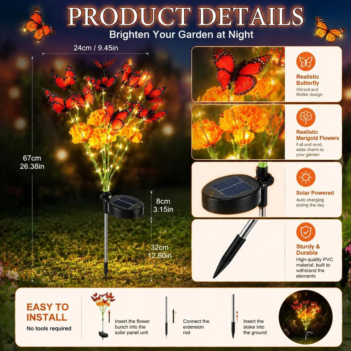 Solar Butterfly Flower Tree Garden Light – image 10