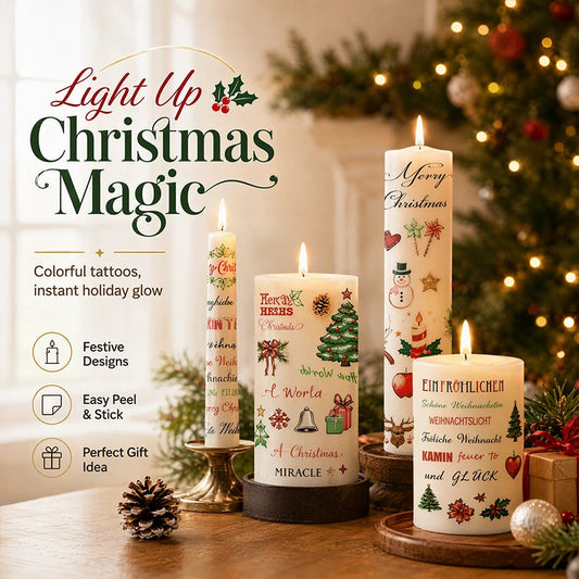 Christmas Candle Transfer Tattoo Set – 9 Sheets image 1