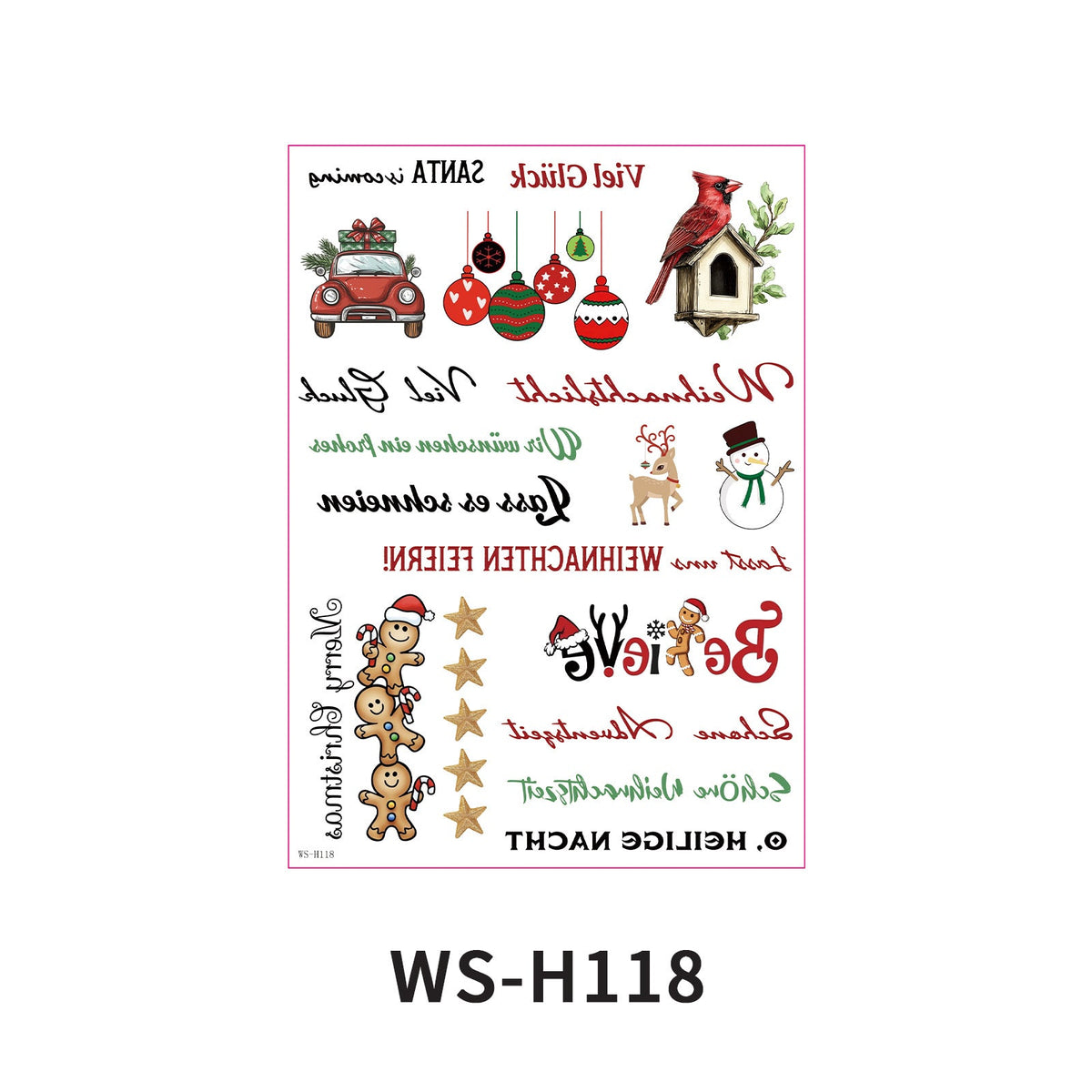 Christmas Candle Transfer Tattoo Set – 9 Sheets image 14