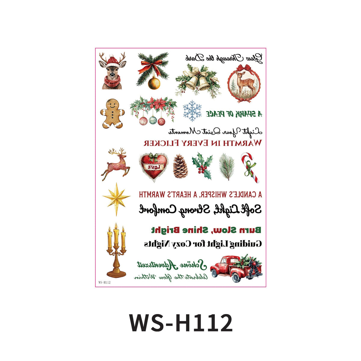 Christmas Candle Transfer Tattoo Set – 9 Sheets image 15