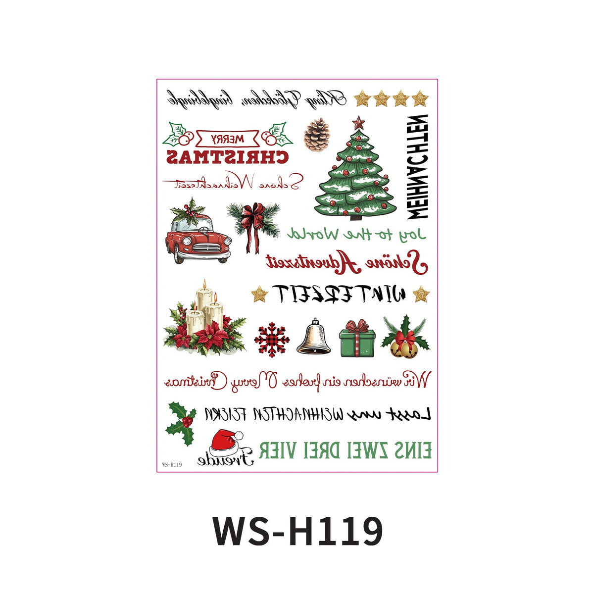 Christmas Candle Transfer Tattoo Set – 9 Sheets image 16