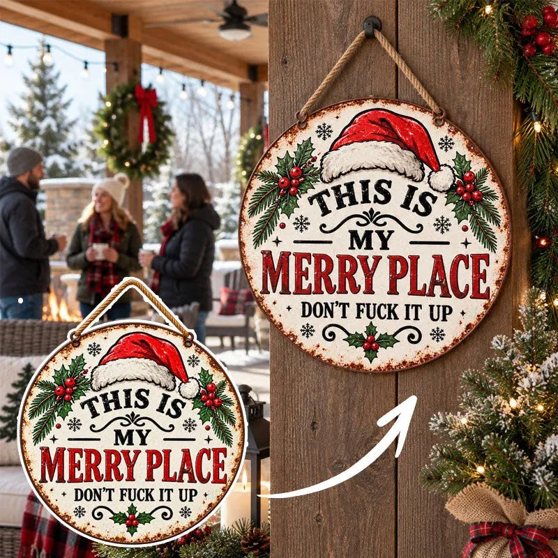 Vintage Merry Place Christmas Hanging Sign – image 8