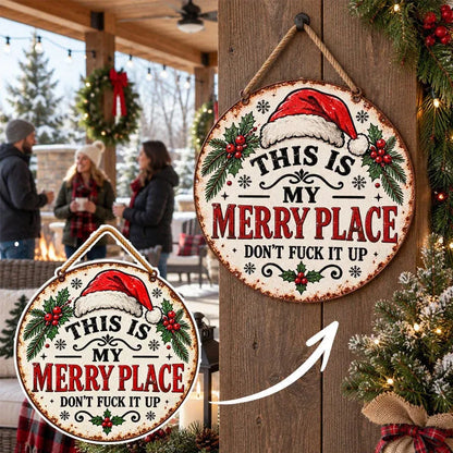 Vintage Merry Place Christmas Hanging Sign – image 8