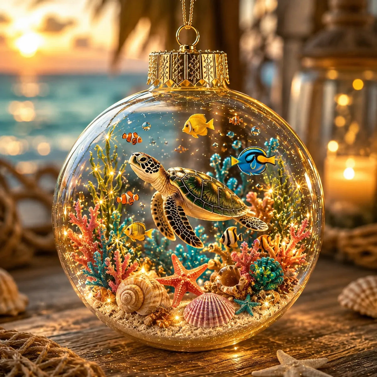 Lighted Ocean Animal Diorama Ornament – image 1