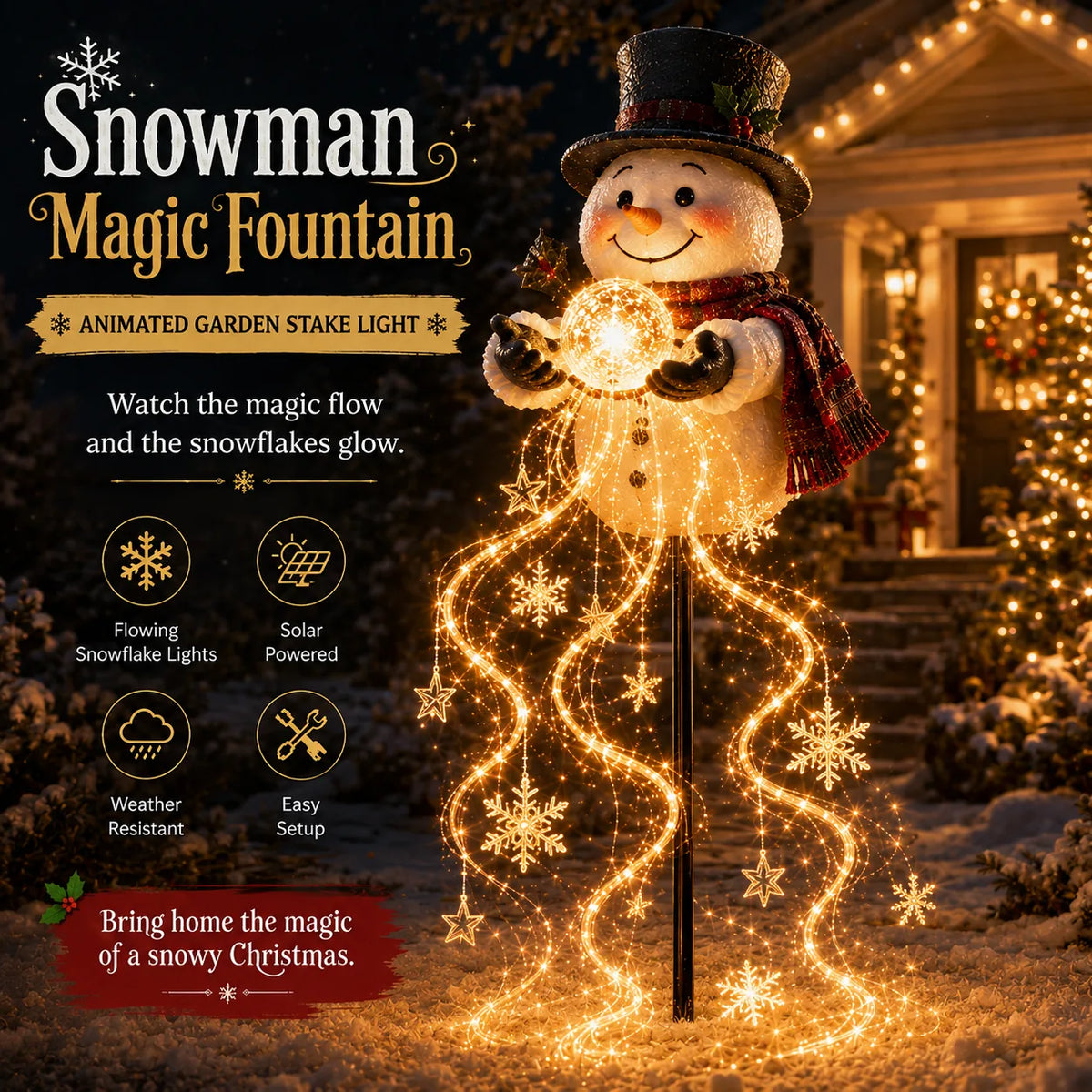 Snowman Magic Fountain Garden Light – image 1