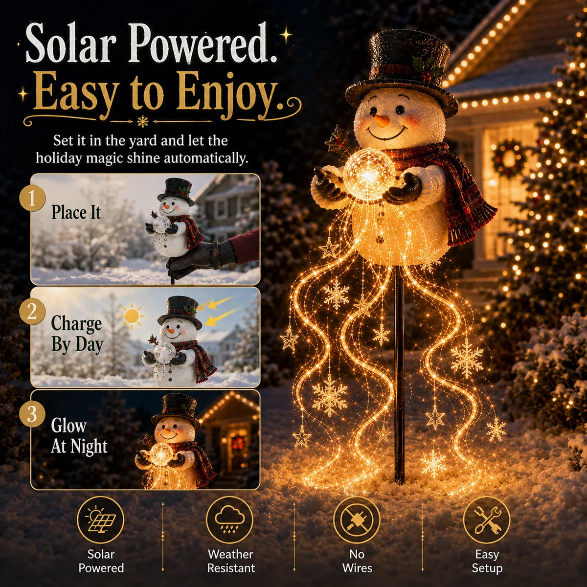 Snowman Magic Fountain Garden Light – image 5