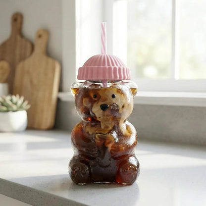 Bear-Shaped Glass Tumbler with Plush Hat – image 6