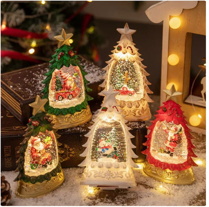 Lighted Christmas Tree Snow-Globe Ornament – image 1
