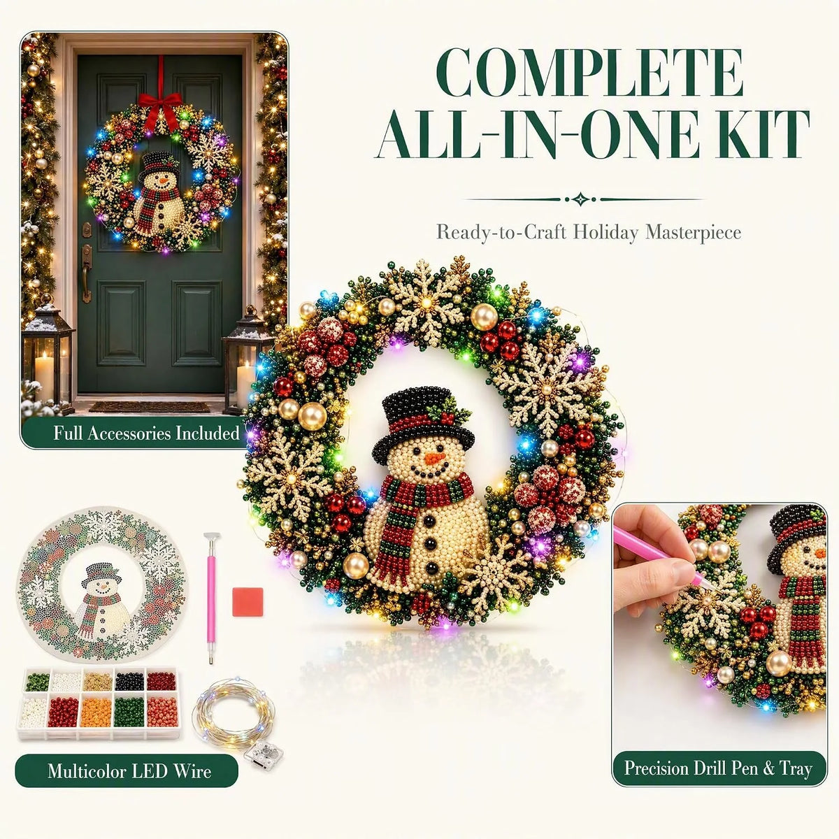 DIY Pearl Light Christmas Wreath Kit – image 3