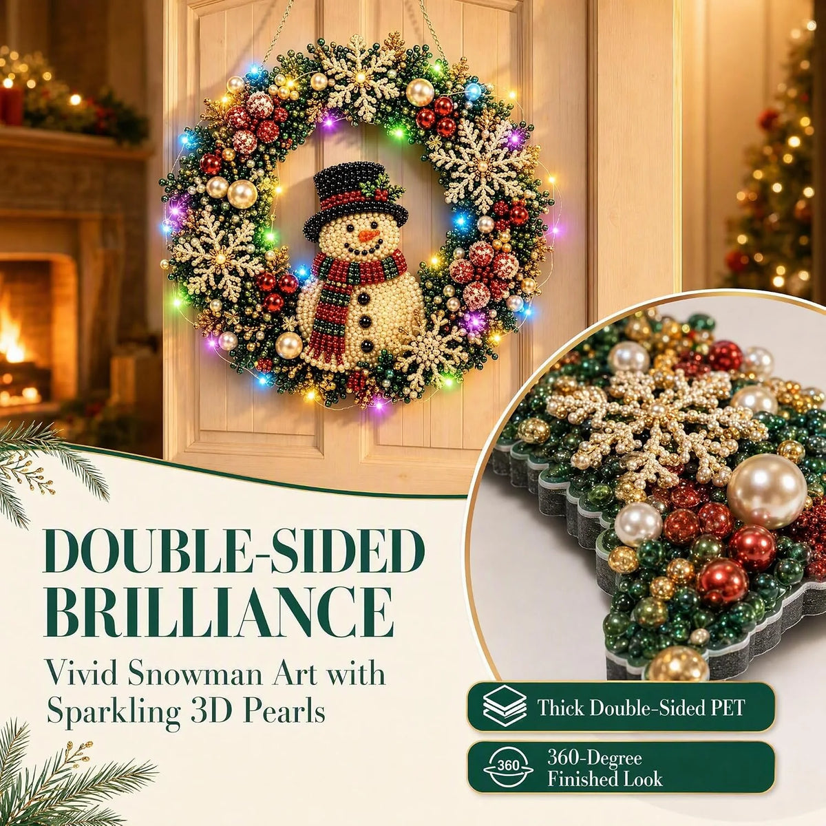DIY Pearl Light Christmas Wreath Kit – image 7