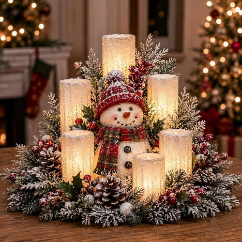 Lighted Christmas Candle Centerpiece – image 1