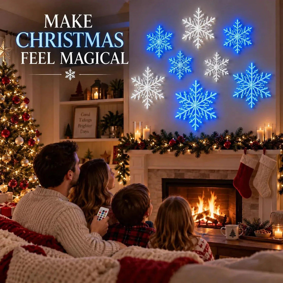 Stick-On LED Snowflake Wall Lights – image 2