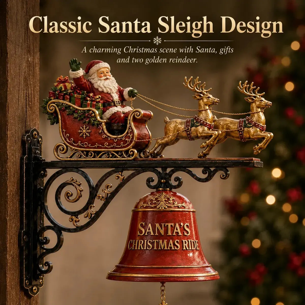 Santa Sleigh and Reindeer Bell for Festive Door and Outdoor Décor – image 5