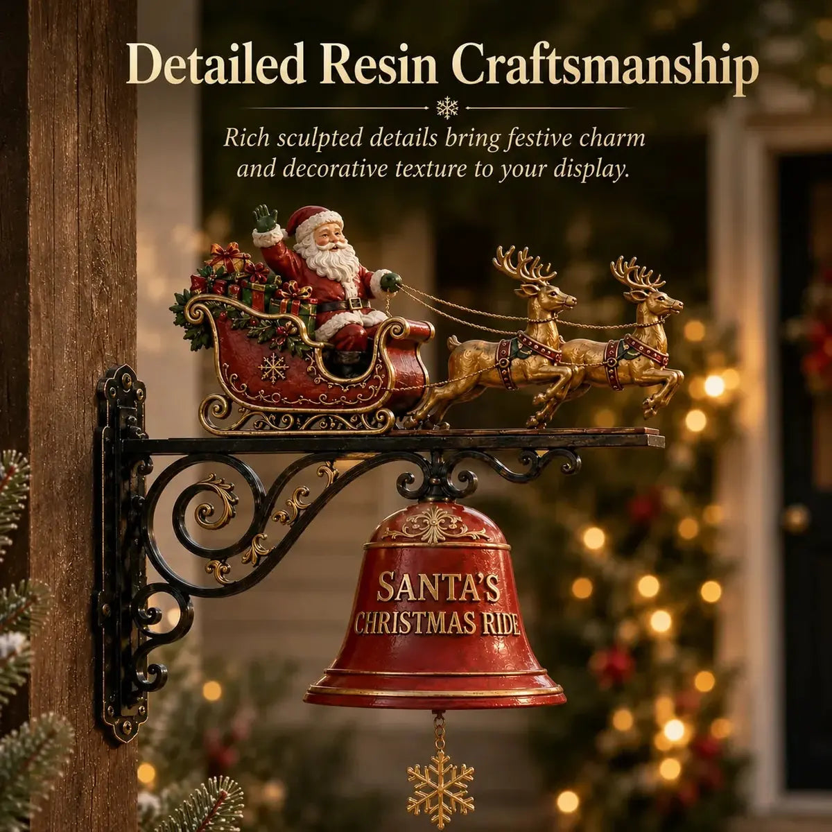 Santa Sleigh and Reindeer Bell for Festive Door and Outdoor Décor – image 7