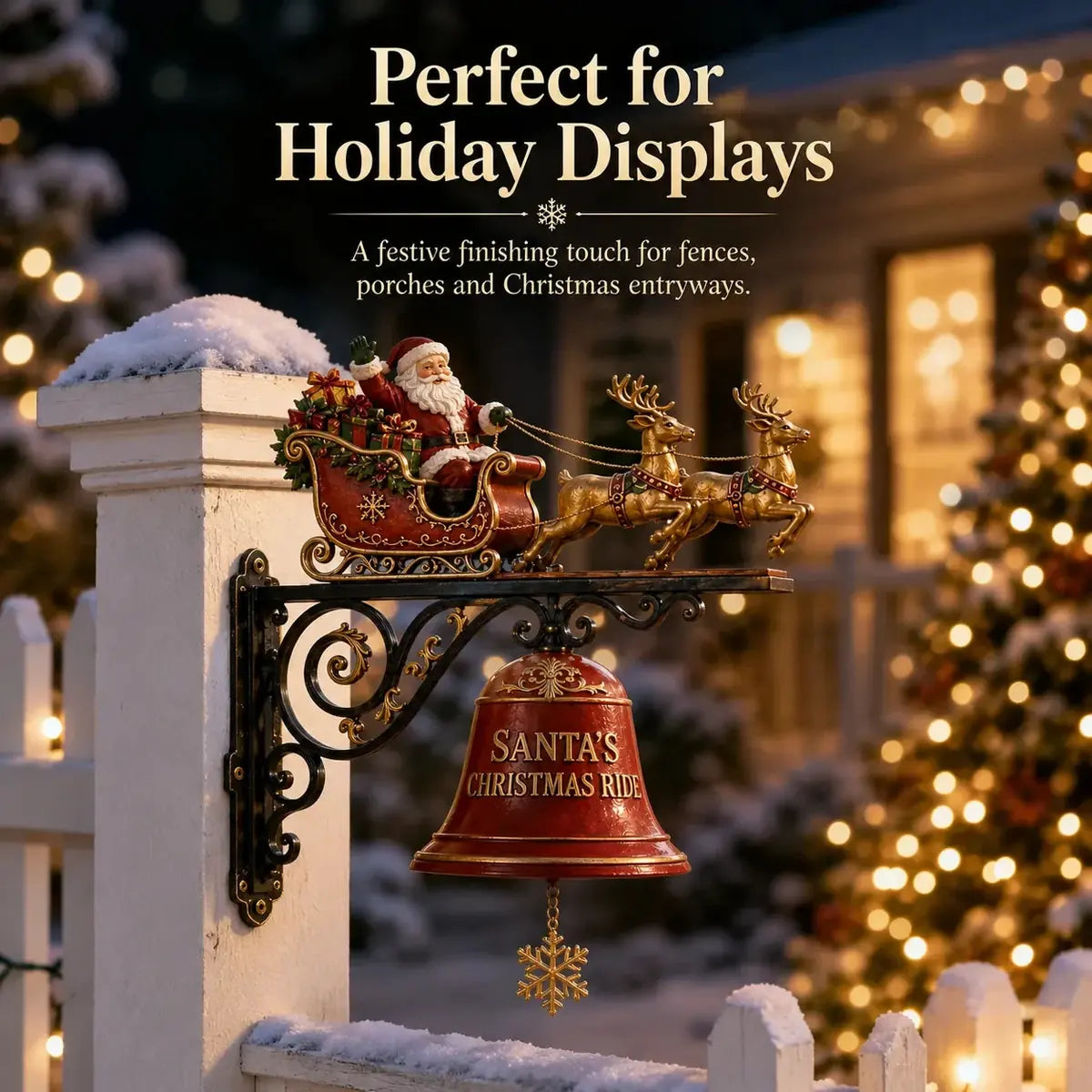 Santa Sleigh and Reindeer Bell for Festive Door and Outdoor Décor – image 8