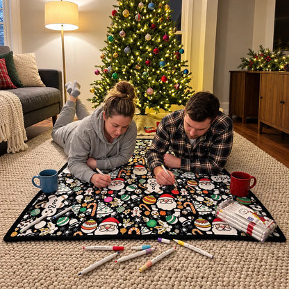 Family Christmas coloring activity blanket