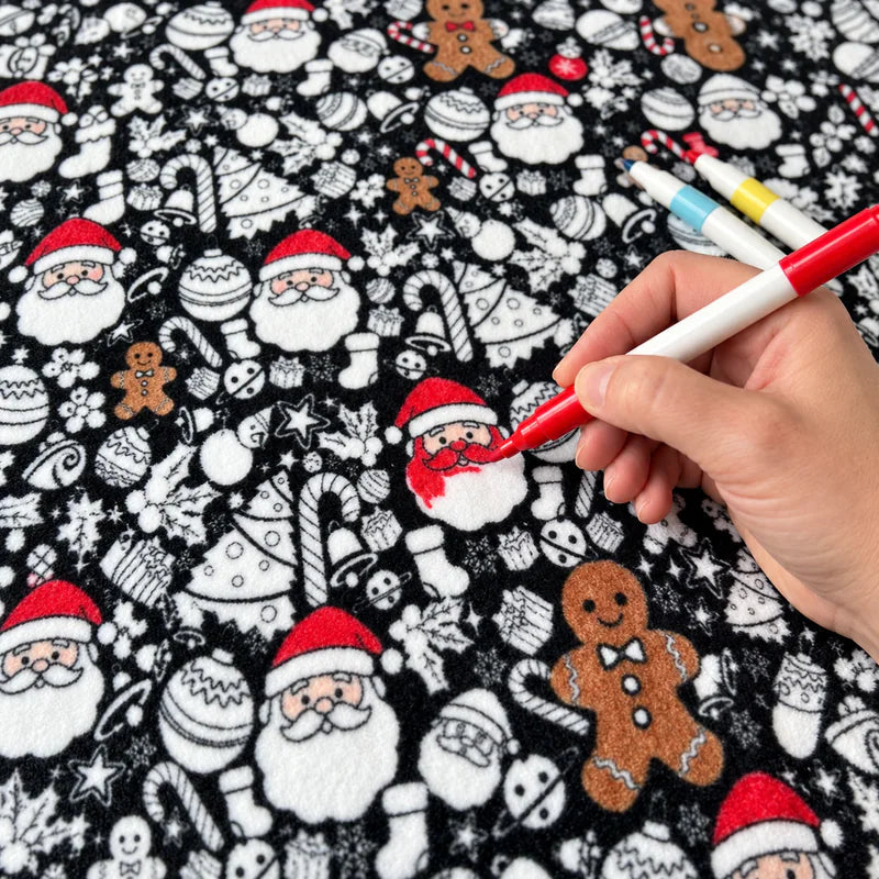 Coloring Christmas blanket close-up