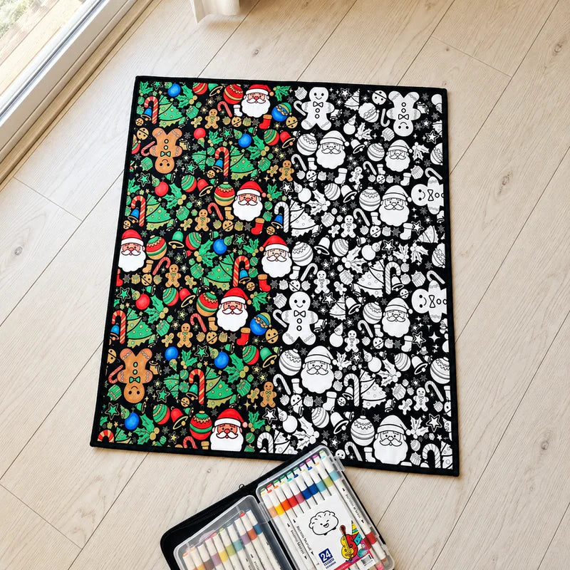 Christmas blanket before and after coloring