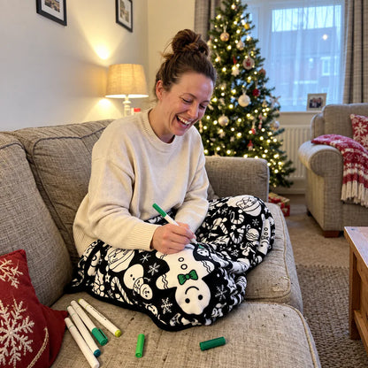 Cozy Christmas blanket coloring activity