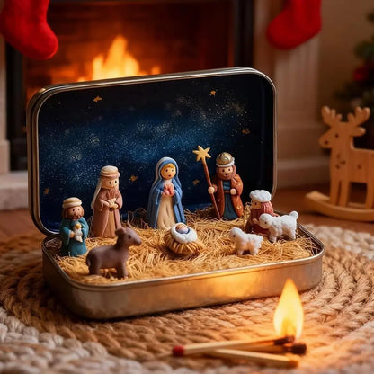 Mini Nativity Scene in a Gold Tin for Pocket-Size Christmas Display – image 4