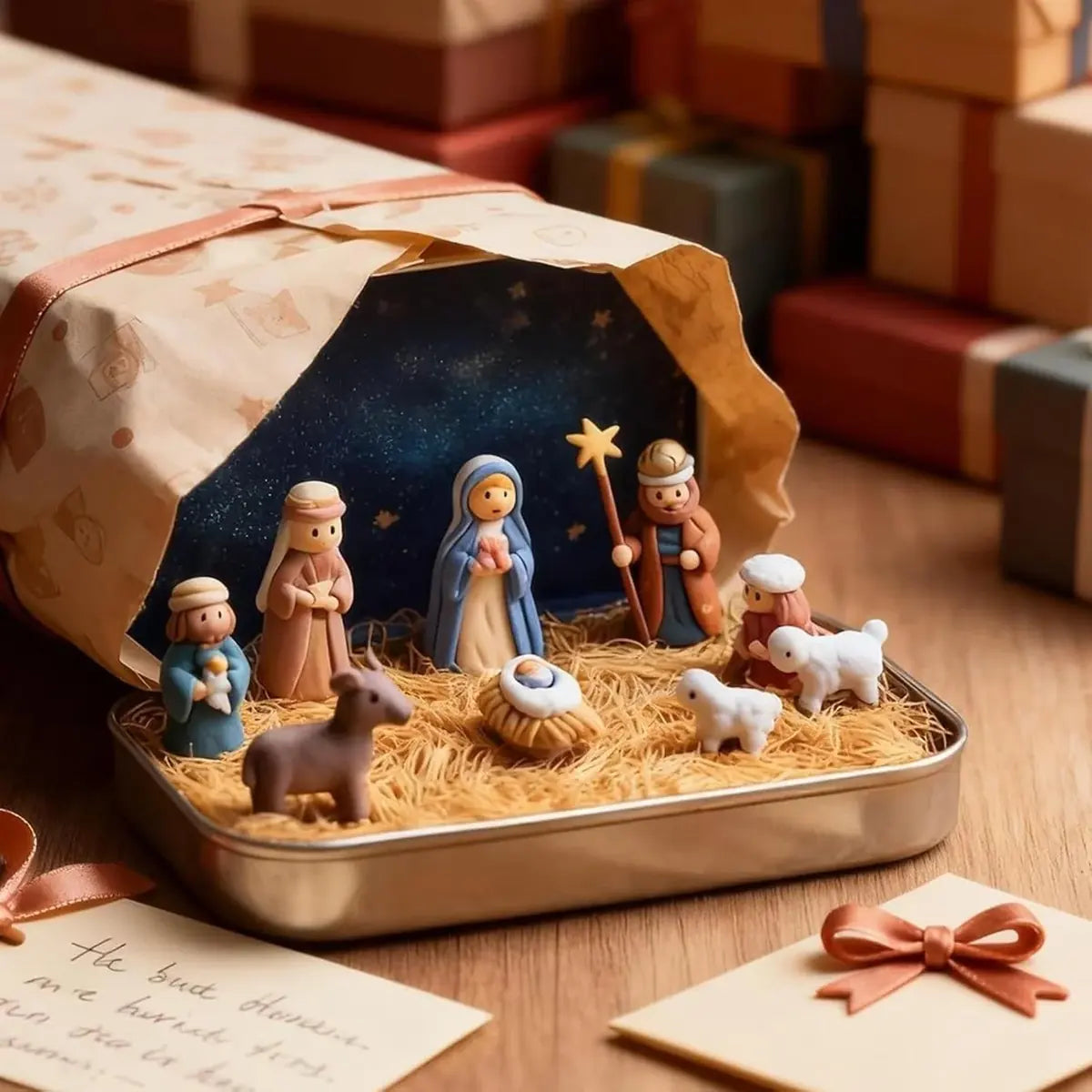 Mini Nativity Scene in a Gold Tin for Pocket-Size Christmas Display – image 5