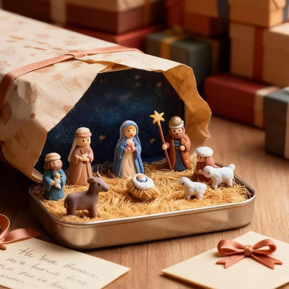 Mini Nativity Scene in a Gold Tin for Pocket-Size Christmas Display – image 5