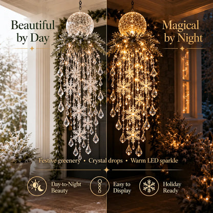 Cascading LED Christmas Porch Light with Crystal Drop Details – image 4