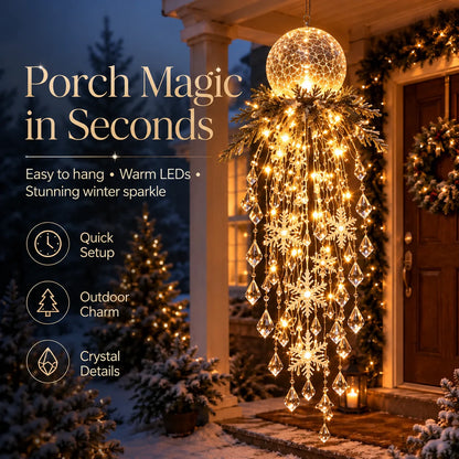 Cascading LED Christmas Porch Light with Crystal Drop Details – image 7