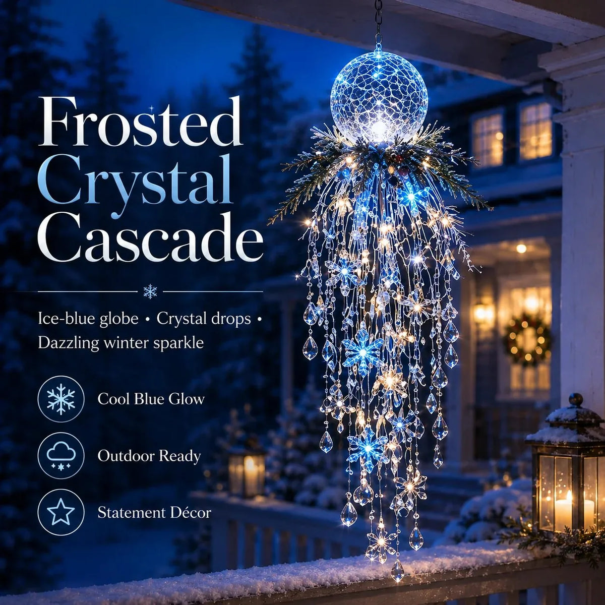 Cascading LED Christmas Porch Light with Crystal Drop Details – image 8