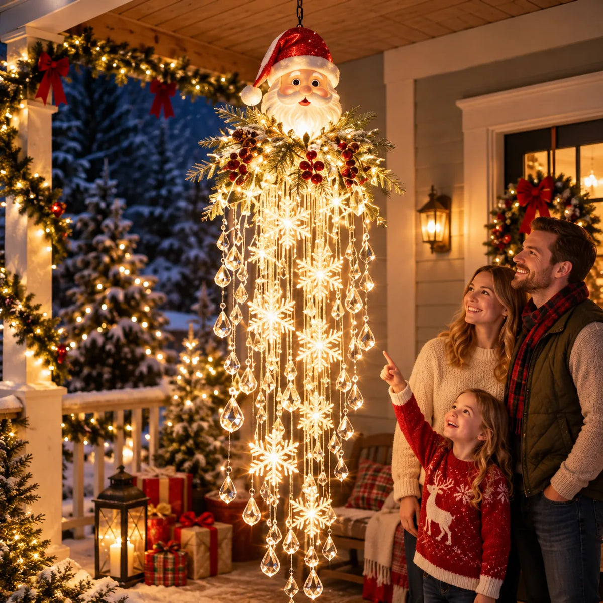 Cascading LED Christmas Porch Light with Crystal Drop Details – image 9