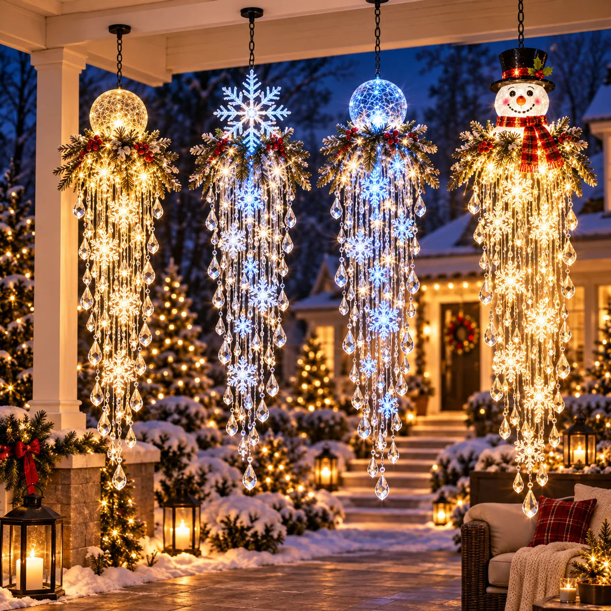 Cascading LED Christmas Porch Light with Crystal Drop Details – image 15