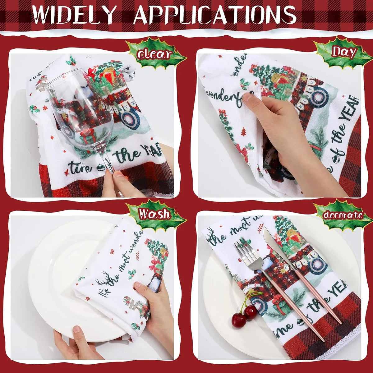 Christmas Kitchen Towel Set in Festive Prints – image 4
