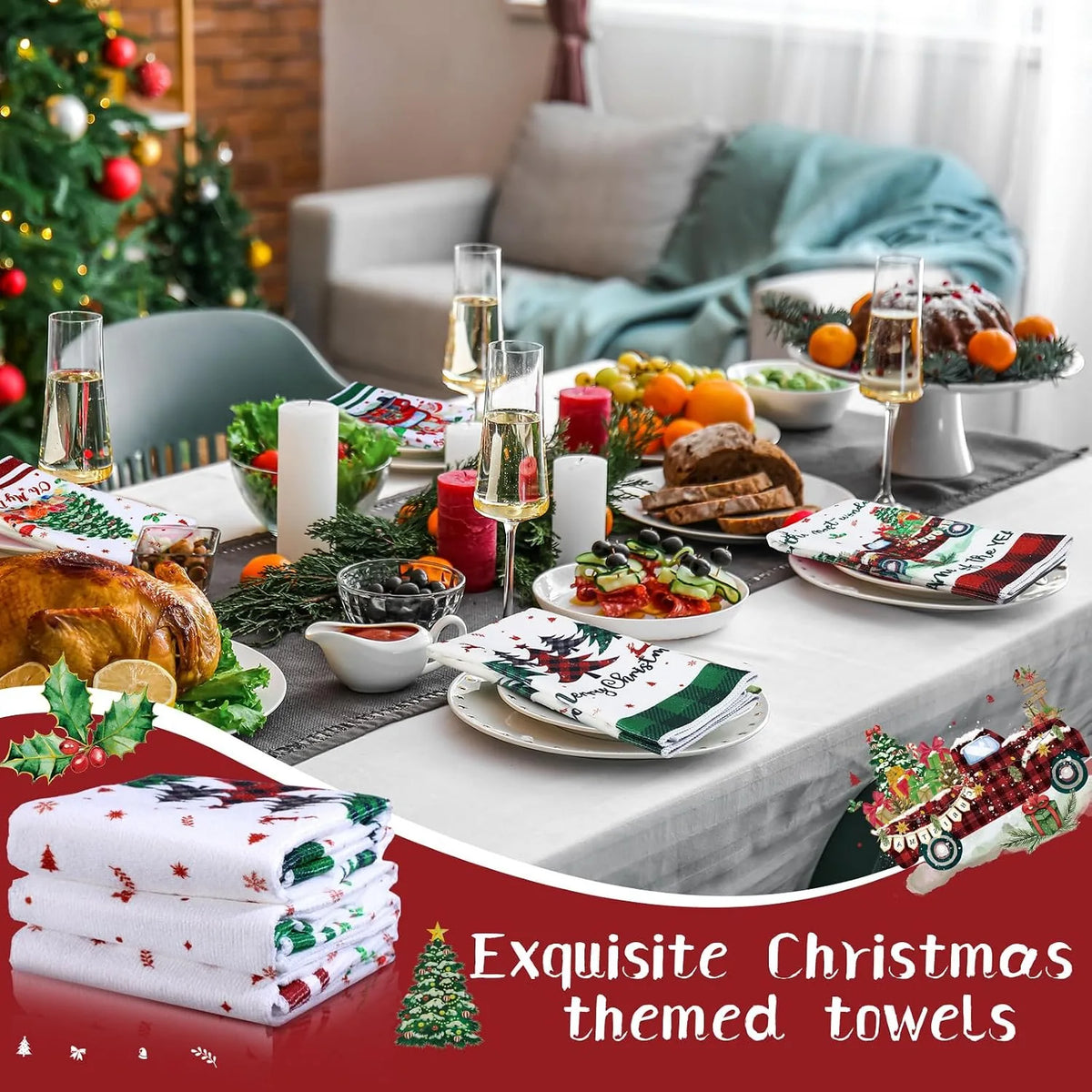 Christmas Kitchen Towel Set in Festive Prints – image 5