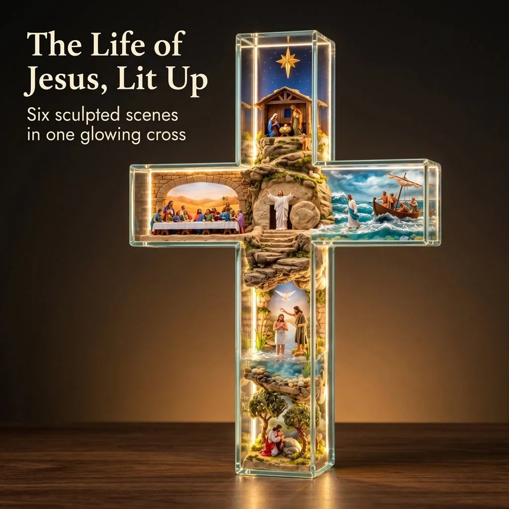 Illuminated Acrylic Biblical Story Cross for Indoor Display — view 1