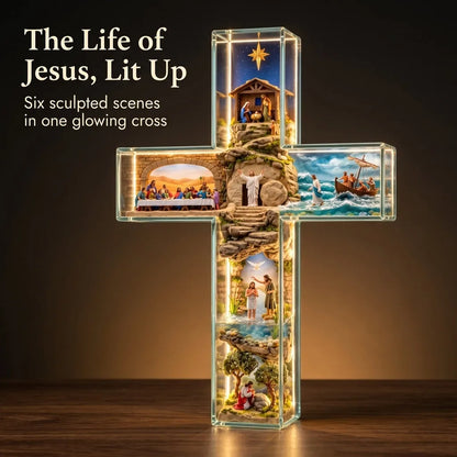 Illuminated Acrylic Biblical Story Cross for Indoor Display — view 1