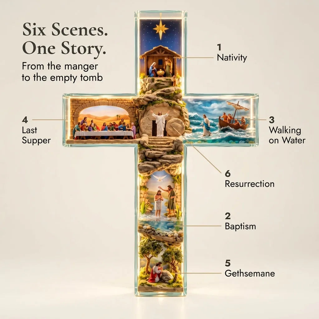 Illuminated Acrylic Biblical Story Cross for Indoor Display — view 2