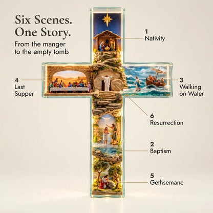 Illuminated Acrylic Biblical Story Cross for Indoor Display — view 2