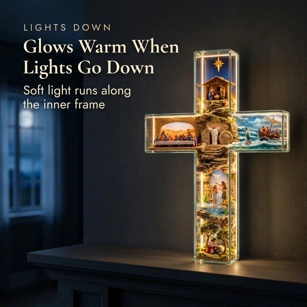 Illuminated Acrylic Biblical Story Cross for Indoor Display — view 3