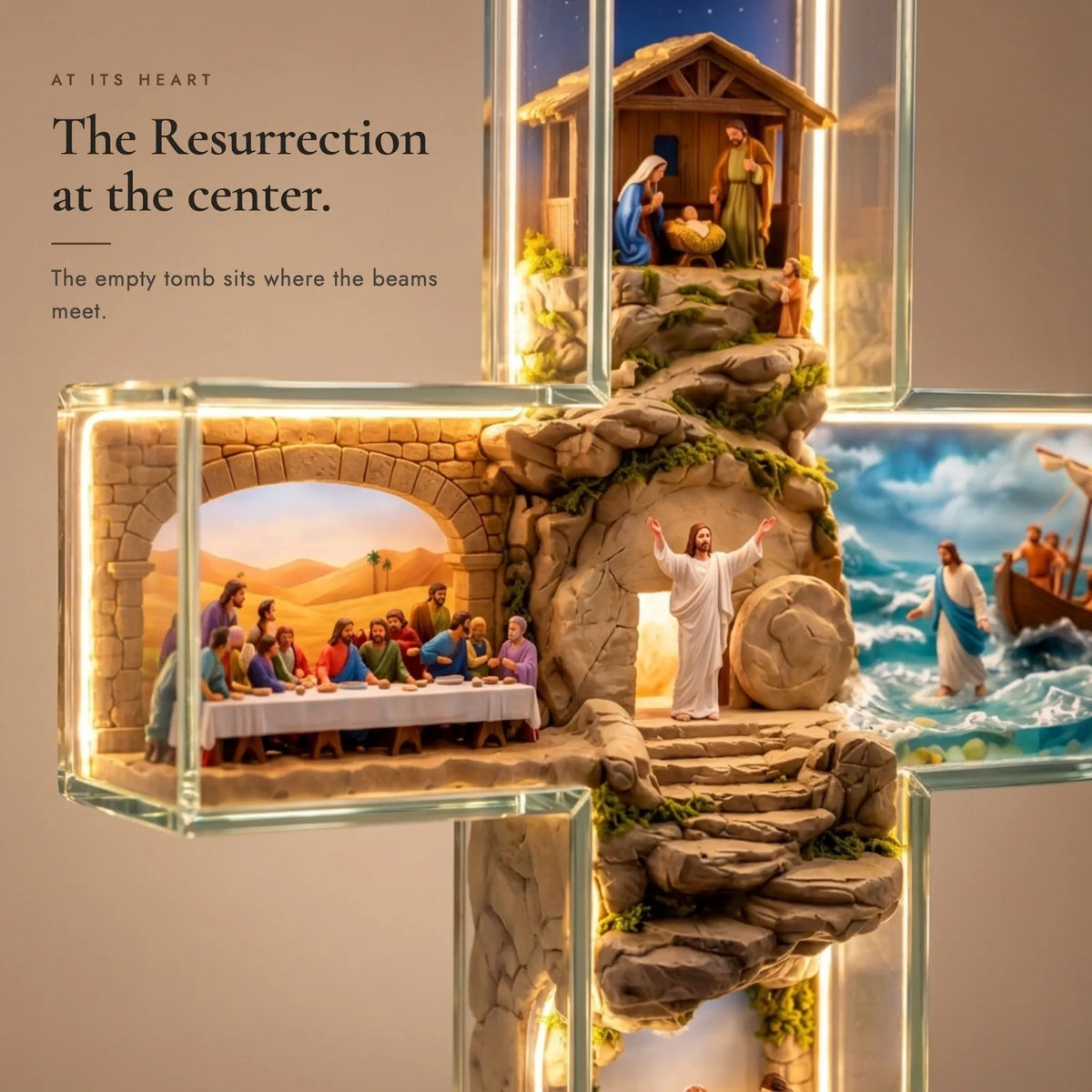 Illuminated Acrylic Biblical Story Cross for Indoor Display — view 12