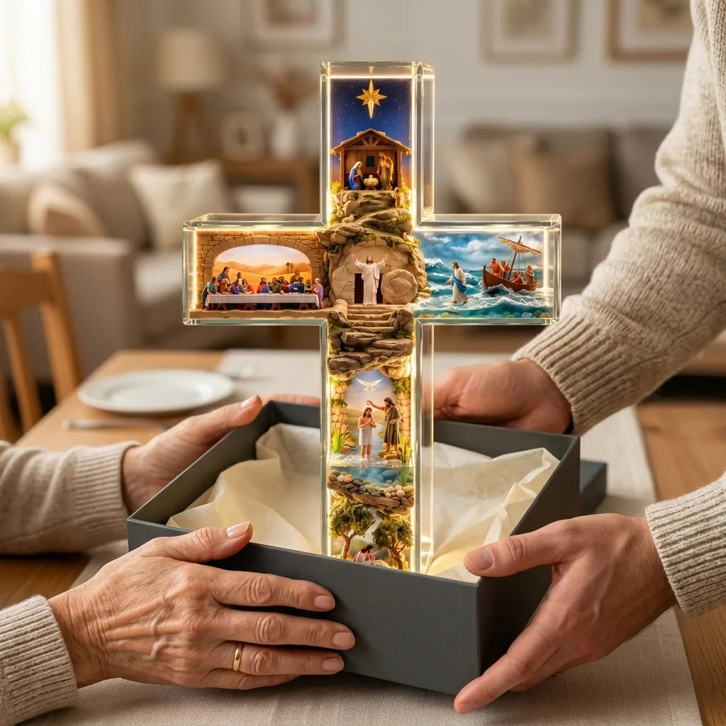 Illuminated Acrylic Biblical Story Cross for Indoor Display — view 14